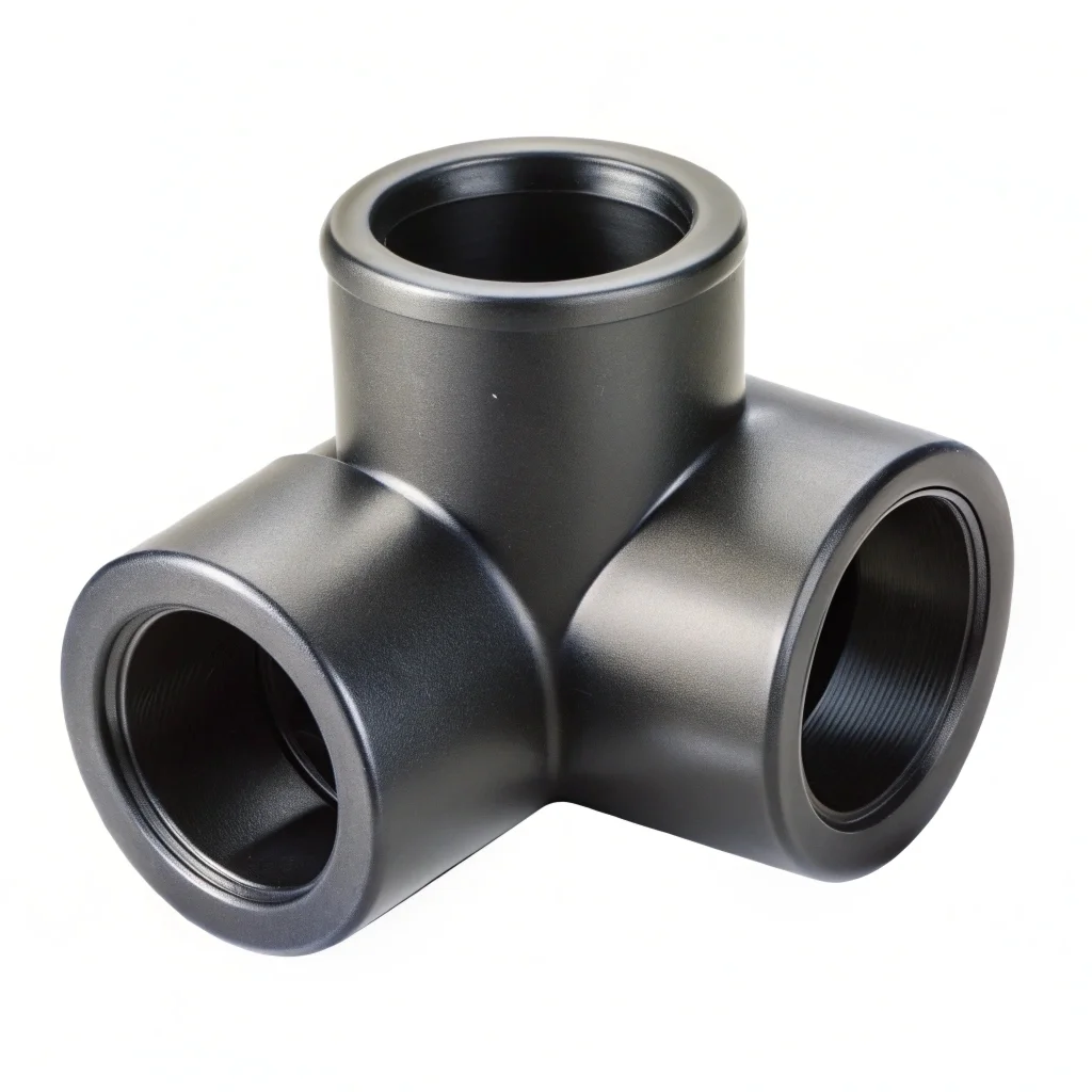 Тройник полиэтиленовый Материал: ПНД-полиэтилен низкого давления   50 мм  1 1/2 дюйма мм черный наружная резьба