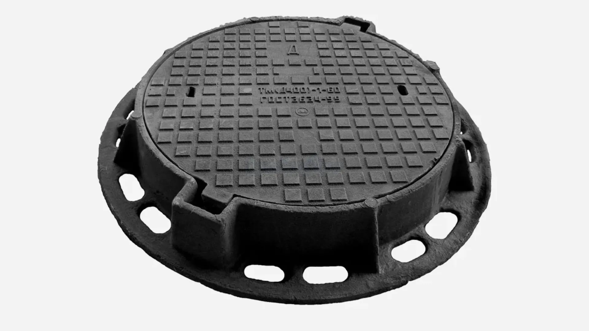 Люк чугунный ТМ тяжелый магистральный смотровой с 3-мя замками  870х128 мм